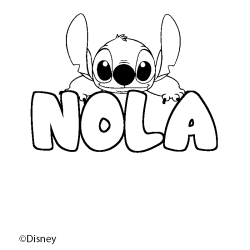 Coloriage pr&eacute;nom NOLA - d&eacute;cor Stitch