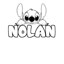 Coloriage prénom NOLAN - décor Stitch