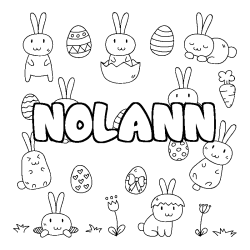 Coloriage pr&eacute;nom NOLANN - d&eacute;cor Paques