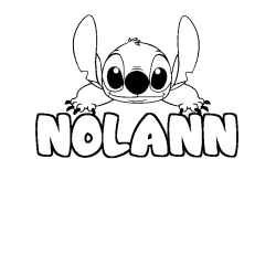 Coloriage prénom NOLANN - décor Stitch
