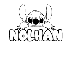 Coloriage prénom NOLHAN - décor Stitch