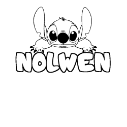 Coloriage prénom NOLWEN - décor Stitch