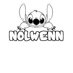 Coloriage prénom NOLWENN - décor Stitch