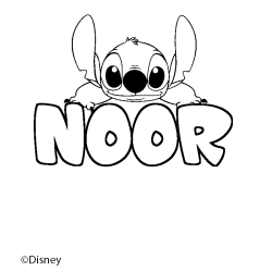 Coloriage pr&eacute;nom NOOR - d&eacute;cor Stitch