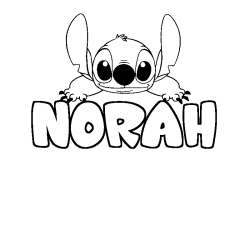 Coloriage prénom NORAH - décor Stitch