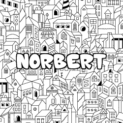 Coloriage prénom NORBERT - décor Ville