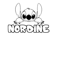 Coloriage prénom NORDINE - décor Stitch