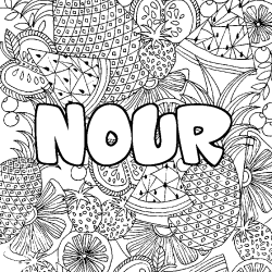Coloriage NOUR - d&eacute;cor Mandala fruits