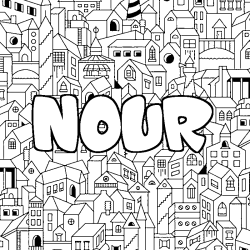 Coloriage NOUR - d&eacute;cor Ville