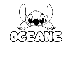Coloriage prénom OCEANE - décor Stitch