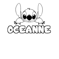 Coloriage prénom OCEANNE - décor Stitch