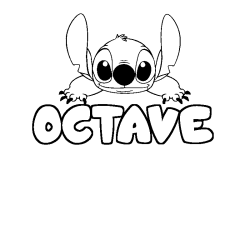 Coloriage prénom OCTAVE - décor Stitch