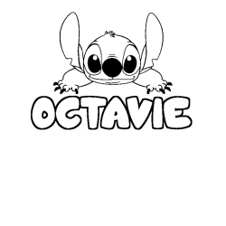 Coloriage prénom OCTAVIE - décor Stitch