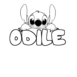 Coloriage prénom ODILE - décor Stitch