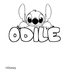 Coloriage pr&eacute;nom ODILE - d&eacute;cor Stitch