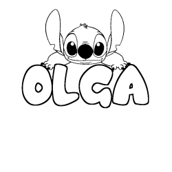 Coloriage prénom OLGA - décor Stitch
