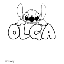 Coloriage pr&eacute;nom OLGA - d&eacute;cor Stitch