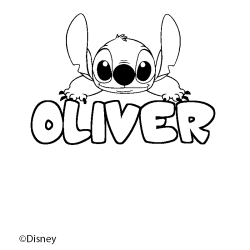 Coloriage pr&eacute;nom OLIVER - d&eacute;cor Stitch