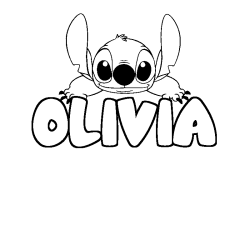 Coloriage prénom OLIVIA - décor Stitch