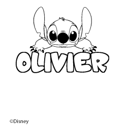 Coloriage pr&eacute;nom OLIVIER - d&eacute;cor Stitch