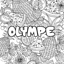 Coloriage OLYMPE - d&eacute;cor Mandala fruits