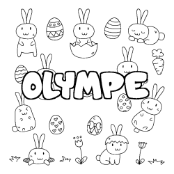 Coloriage pr&eacute;nom OLYMPE - d&eacute;cor Paques
