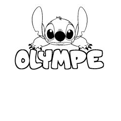 Coloriage prénom OLYMPE - décor Stitch