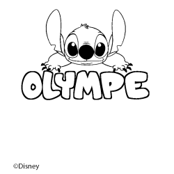 Coloriage pr&eacute;nom OLYMPE - d&eacute;cor Stitch