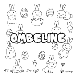 Coloriage pr&eacute;nom OMBELINE - d&eacute;cor Paques