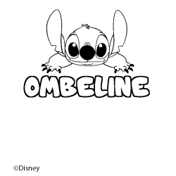 Coloriage pr&eacute;nom OMBELINE - d&eacute;cor Stitch