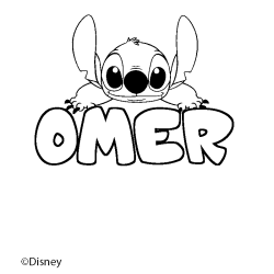 Coloriage pr&eacute;nom OMER - d&eacute;cor Stitch