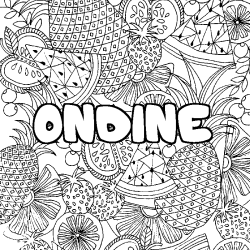 Coloriage prénom ONDINE - décor Mandala fruits