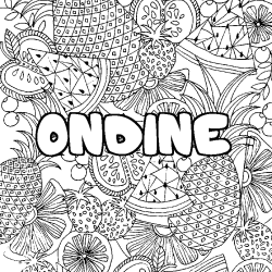 Coloriage pr&eacute;nom ONDINE - d&eacute;cor Mandala fruits