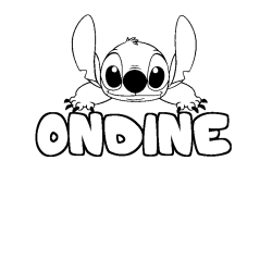 Coloriage prénom ONDINE - décor Stitch