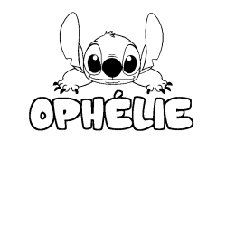 Coloriage prénom OPHÉLIE - décor Stitch