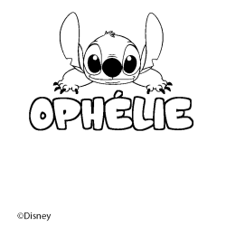 Coloriage pr&eacute;nom OPH&Eacute;LIE - d&eacute;cor Stitch