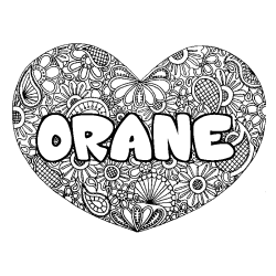 Coloriage prénom ORANE - décor Mandala coeur