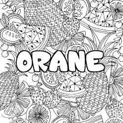 Coloriage prénom ORANE - décor Mandala fruits
