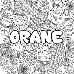 Coloriage pr&eacute;nom ORANE - d&eacute;cor Mandala fruits