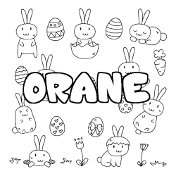 Coloriage pr&eacute;nom ORANE - d&eacute;cor Paques