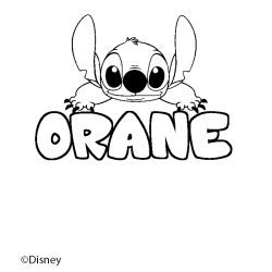 Coloriage pr&eacute;nom ORANE - d&eacute;cor Stitch