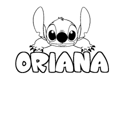 Coloriage prénom ORIANA - décor Stitch