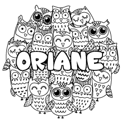 Coloriage ORIANE - d&eacute;cor Chouettes