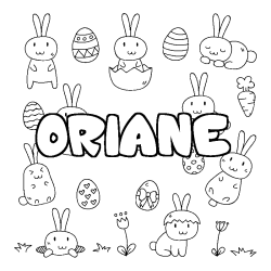 Coloriage pr&eacute;nom ORIANE - d&eacute;cor Paques