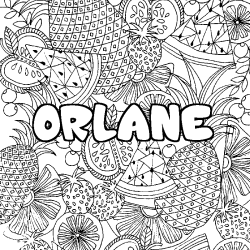 Coloriage pr&eacute;nom ORLANE - d&eacute;cor Mandala fruits
