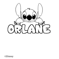 Coloriage pr&eacute;nom ORLANE - d&eacute;cor Stitch
