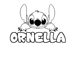 Coloriage prénom ORNELLA - décor Stitch