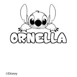 Coloriage pr&eacute;nom ORNELLA - d&eacute;cor Stitch