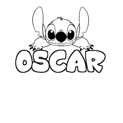 Coloriage prénom OSCAR - décor Stitch