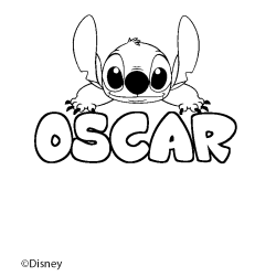 Coloriage pr&eacute;nom OSCAR - d&eacute;cor Stitch